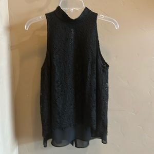 White House Black Market black lace sleeveless blouse